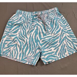 Boardies Turquoise/White Lined Swim Trunks Water Board Shorts Medium Drawstring